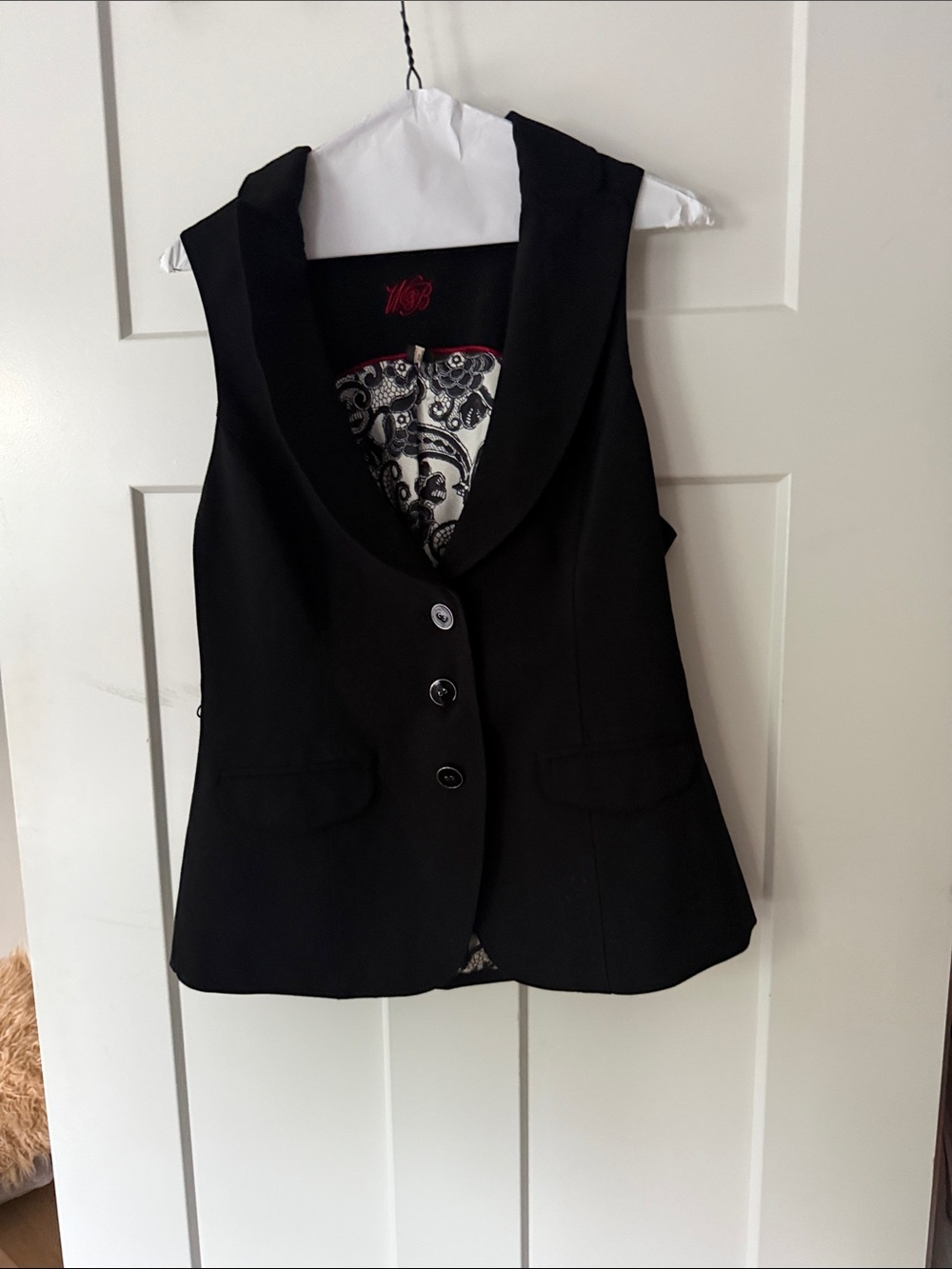 Women’s Black Button-Front Vest by 168 (Brand Not Clear)